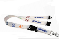 Keyhanger med logo og indfarvet bånd, nakkesikring & spænde 10 mm - RPET muligt
