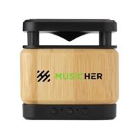 Højttaler med opladerfunktion Bamboo Block 1-farvet logo